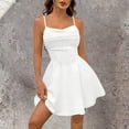 thumbnail image 1 of Aimik Women's Corset Mini Dress Summer Spaghetti Strap Ruched Front Solid Mini Skater Dress A-Line Flowy Short Dress, 1 of 6