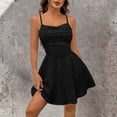 thumbnail image 1 of Aimik Women's Corset Mini Dress Summer Spaghetti Strap Ruched Front Solid Mini Skater Dress A-Line Flowy Short Dress, 1 of 6