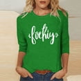 thumbnail image 1 of Aimik Women's Fashion Print 3/4 Sleeve T-Shirt Crew Neck Casual Loose Basic Tee Tops Multiple Colors Available, 1 of 5