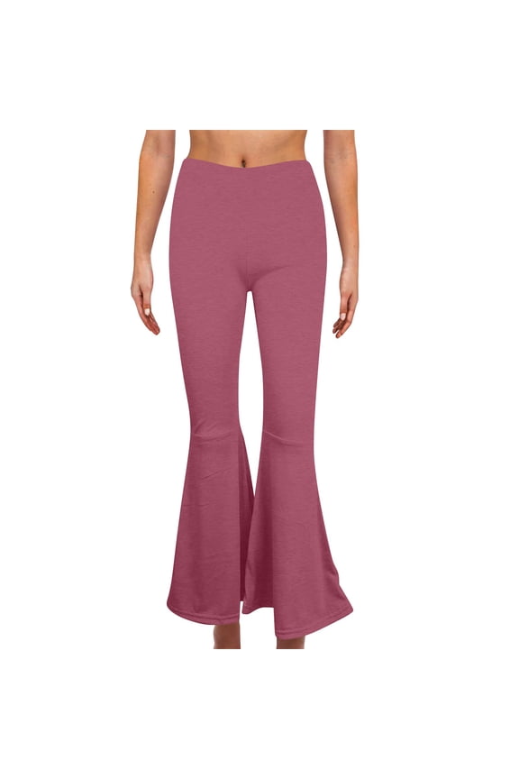Women's Fashion Solid Color Tight Wrap Hip Bell-Bottom Plus Size Long Pants Summer Casual and Loose Full Length Pants