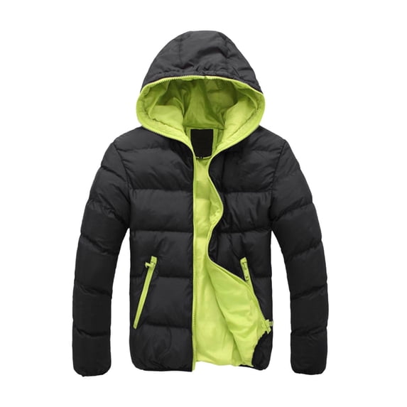 Aimik Women's Fashion Warm Hooded Quilted Jacket Long Sleeve Winter Jacket with Two Pockets Zipper Closure Comfort Warm Jacket