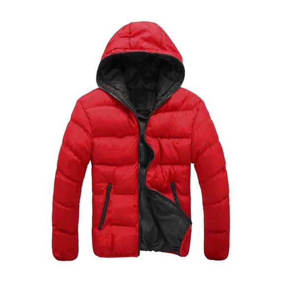 Aimik Women's Fashion Warm Hooded Quilted Jacket Long Sleeve Winter Jacket with Two Pockets Zipper Closure Comfort Warm Jacket