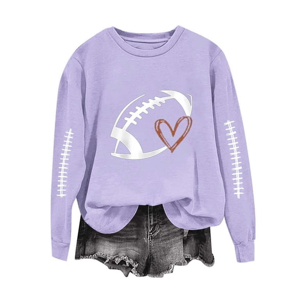 Aimik Women's Football Graphic Print Sweatshirt Crewneck Long Sleeve Loose Casual Game Day Pullover
