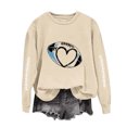 thumbnail image 1 of Aimik Women's Football Heart Graphic Sweatshirt Casual Crewneck Long Sleeve Game Day Pullover Top, 1 of 4