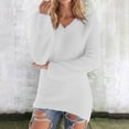 thumbnail image 1 of Aimik Women's Fuzzy V-Neck Pullover Sweater Casual Long Sleeve Oversized Knit Tunic Top Thermal Soft Winter Clothes, 1 of 6