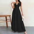 thumbnail image 1 of Aimik Women's Halter Tiered Maxi Dress Summer Twist Front Sleeveless Solid Color Maxi Dress Flowy Boho Beach Long Sundress, 1 of 6