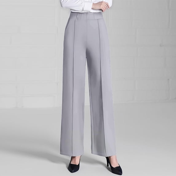 Aimik Women's High Waist Pleated Wide Leg Pants Relaxed Fit Casual Trousers with Pockets Versatile Work and Streetwear Pants