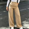 thumbnail image 1 of Aimik Women's High Waist Wide Leg Pants Double Button Closure with Front Seam Khaki Business Work Trousers With Pockets, 1 of 6
