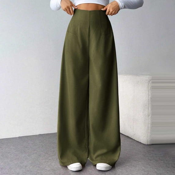 Aimik Women's High Waist Wide Leg Pants Seamless Waist Casual Trousers Relaxed Fit Suit Pants Multi Colors Available
