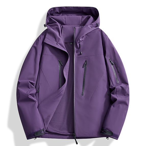 Aimik Women's Lightweight Waterproof Hooded Jacket Outdoor Hiking Windbreaker Jacket with Multi Zipper Pockets