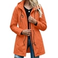 thumbnail image 1 of Aimik Women's Long Hooded Zip-Up Coat with Drawstring Waist and Pockets Water-Resistant Fall Trench Coat for Travel, 1 of 6