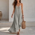 thumbnail image 1 of Aimik Women's Loose Flowy Maxi Dress Summer Spaghetti Strap V Neck Solid Maxi Dress Lightweight Beach Vacation Long Sundress, 1 of 5
