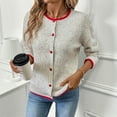 thumbnail image 1 of Aimik Women's Open Front Knit Cardigan Lightweight Speckled Sweater with Contrast Red Trim Button Down Loose Fit Outwear for Fall Spring, 1 of 6