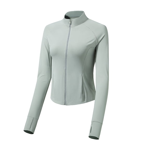 Aimik Women's Outdoor Sun Protection Jacket Zip-Up Breathable Yoga Jacket Long Sleeve Hoodless Stand-Up Collar Casual Jacket