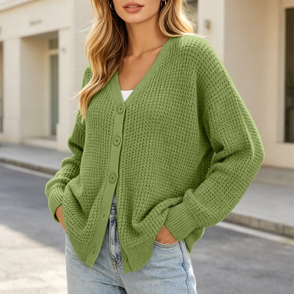 Aimik Women's Oversized Cable Knit Cardigan Open Front Drop Shoulder Sweater Coat