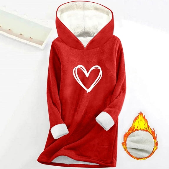 Aimik Women's Plus Size Fleece Hoodie with Graphic Sweatshirt Sherpa Lined Comfy Winter Warm Pullover Hooded Top