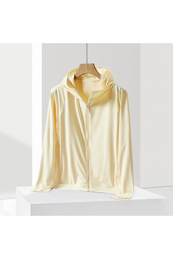 Women's Plus Size Outdoor Shirts Lightweight Breathable Uv-Protective Coat Summer Long Sleeve Hooded Casual Jacket