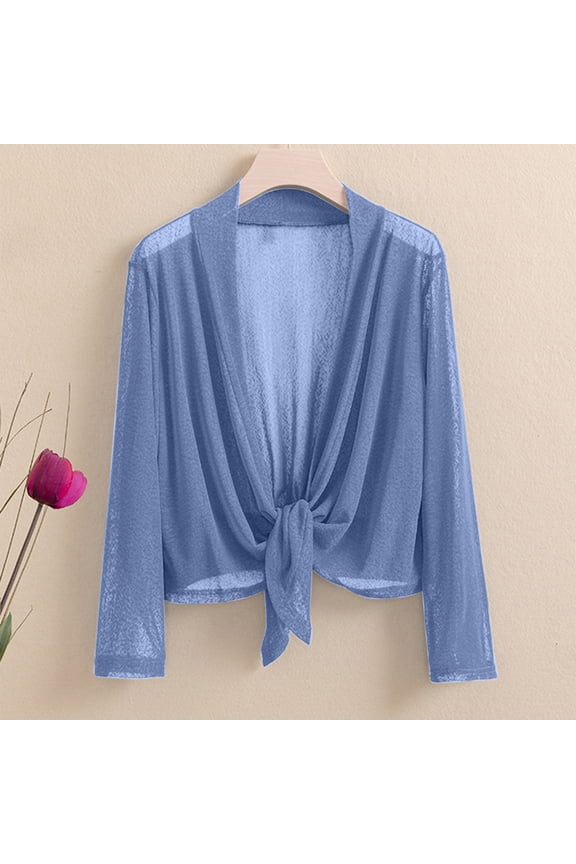 Women's Plus Size Solid Sunscreen Shirt Summer Cardigan Stretch Sheer Jacket Lightweight and Breathable Tops