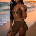 thumbnail image 1 of Aimik Women's Ruffle Bikini Sets 3 Piece Bathing Suits Textured Triangle Wrap Skirt Side Tie Cheeky Bikini Swimwear, 1 of 6