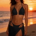 thumbnail image 1 of Aimik Women's Ruffle Bikini Sets 3 Piece Bathing Suits Textured Triangle Wrap Skirt Side Tie Cheeky Bikini Swimwear, 1 of 6
