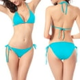 thumbnail image 1 of Aimik Women's Side Tie Triangle Bikini Sets Two Piece Bathing Suits Halter Neck Solid Color Cheeky High Cut Bikini Swimwear, 1 of 6