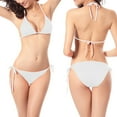 thumbnail image 1 of Aimik Women's Side Tie Triangle Bikini Sets Two Piece Bathing Suits Halter Neck Solid Color Cheeky High Cut Bikini Swimwear, 1 of 6