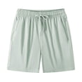 thumbnail image 1 of Aimik Women's Solid Plus Size Ice Silk Shorts Elastic Waist Comfort Shorts with Drawstring Pockets Summer Loose Fit Relaxed Bottoms, 1 of 4