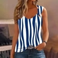 thumbnail image 1 of Aimik Women's Tank Tops Summer Loose Comfortable Sleeveless Crew Neck Fashion Fine Stripe Printed Blue Tops, 1 of 4