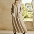 thumbnail image 1 of Aimik Women's V-Neck Long Sleeve Oversized Maxi Dress Loose Fit Shift Kaftan with Pockets Summer Dresses for Women, 1 of 3