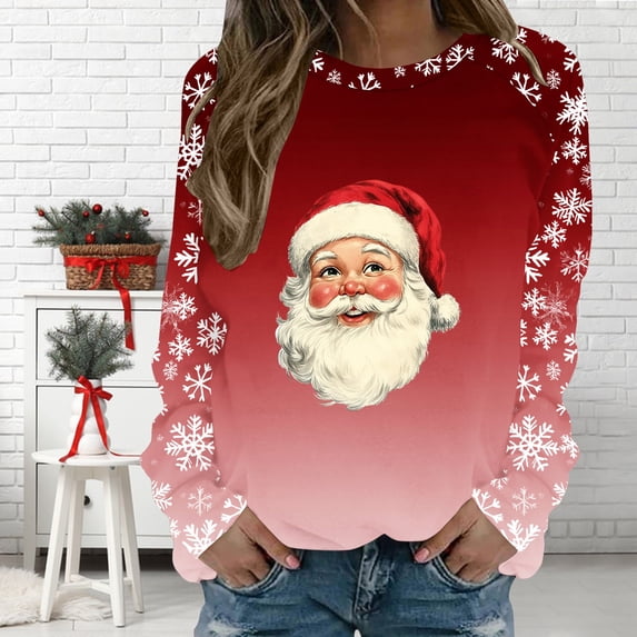 Aimik Women's Winter Christmas Sweatshirt Raglan Sleeve Crew Neck Plus Size Sweatshirt Long Sleeve Holiday Pullover Sweatshirt