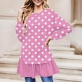 thumbnail image 1 of Aimik Women's Winter Long Sweatshirt Ruffle Hem Polka Dot Print Tunic Tops Soft Loose Long Sleeve Pullover Tops, 1 of 5