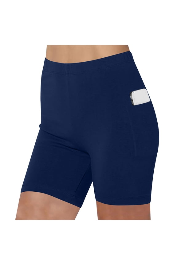 Women's solid Yoga Shorts High Waisted Tummy Control Booty Lifting Workout Shorts with Pockets Elastic Waist Summer Gym Bottoms