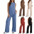 thumbnail image 1 of Aimik Womens 2 Piece Outfits Sleeveless High Neck Tank Top and Wide Leg Pants Set Summer Casual Lounge Sets for Women, 1 of 6