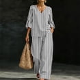 thumbnail image 1 of Aimik Womens 2 Piece Outfits V Neck Flare Sleeve Top and Wide Leg Long Pants Set with Pockets Fall Casual Lounge Outfit Sets, 1 of 6