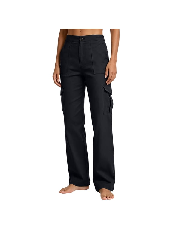 Womens Cargo Casual Pants Multi-Pocket Straight Leg Pants Loose Durable Utility Design Outdoor Hiking Daily Workwear Pants