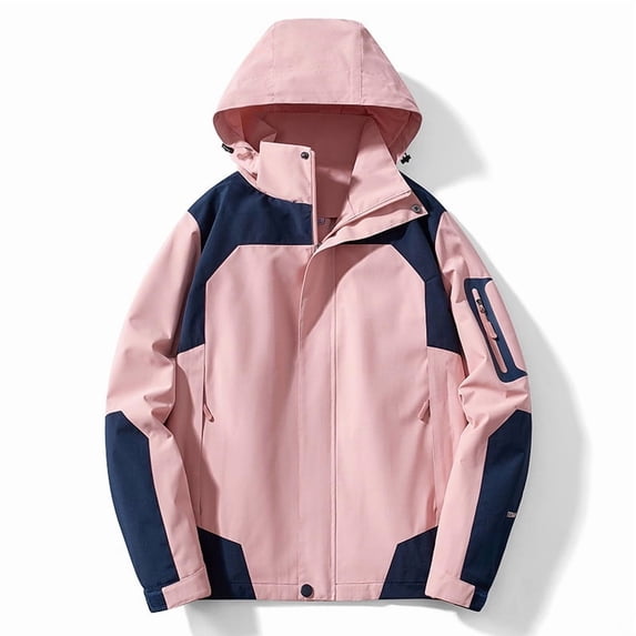 Aimik Womens Color Block Hooded Jacket Casual Lightweight Outdoor Windbreaker Sports Jacket with Front Zipper