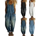 thumbnail image 1 of Aimik Womens Denim Jumpsuits Sleeveless Adjustable Straps Denim Overalls Wide Leg Button Down Jumpsuits Summer Fall Casual Loose One Piece Jumpsuit, 1 of 6