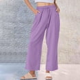 thumbnail image 1 of Aimik Womens Fashion Solid Color Elastic Waist Plus Size Long Pants with Drawstring Summer Casual and Loose Trousers, 1 of 6