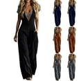 thumbnail image 1 of Aimik Womens Jumpsuits Sleeveless V Neck Button Down Overalls Summer Fall Casual Loose One Piece Jumpsuit for Women, 1 of 6