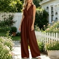 thumbnail image 1 of Aimik Womens Jumpsuits Sleeveless V Neck High Waist Pleated Wide Leg Jumpsuits Summer Vacation Dressy Fashion Jumpsuit for Women, 1 of 6