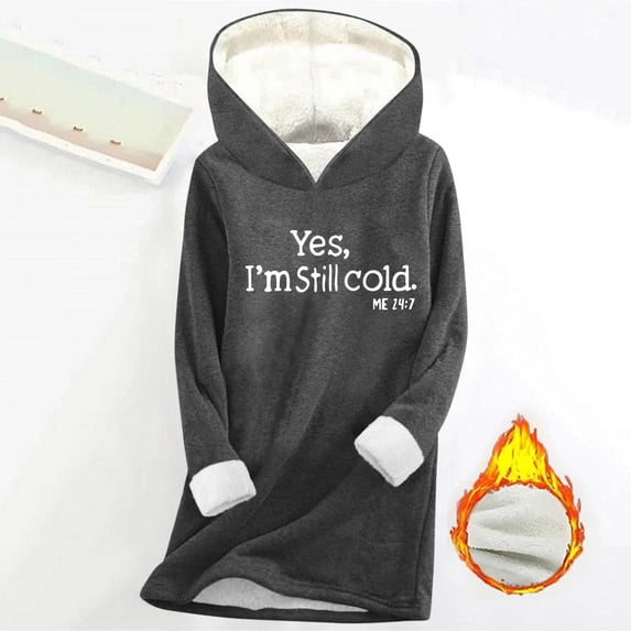 Aimik Womens Oversized Fleece Hoodie with Graphic Text Sweatshirt Sherpa Lined Comfy Winter Warm Pullover Hooded Top