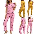 thumbnail image 1 of Aimik Womens Pajama Set Two Piece Short Sleeve Top and Long Pants Ladies Trendy Matching Oufits Casual Loungewear Set,Pink,M, 1 of 6