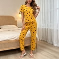 thumbnail image 1 of Aimik Womens Pajama Set Two Piece Short Sleeve Top and Long Pants Ladies Trendy Matching Oufits Casual Loungewear Set,Yellow,S, 1 of 6