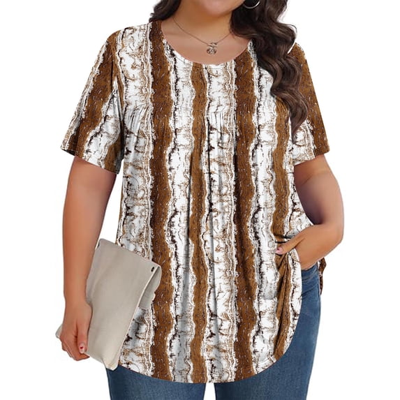 Aimik Womens Plus Size Tops Tunic Short Sleeve Crew Neck Shirts Floral Print Blouses Loose Summer Tops