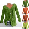 thumbnail image 1 of Aimik Womens Plus Size V-Neck Tops Ruched Tunic Long Sleeve T-shirt Summer Clothes Casual Tunic Blouse, 1 of 6
