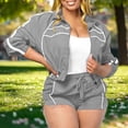 thumbnail image 1 of Aimik Womens Sports Short Pant and Top Set Casual Long Sleeve Solid Color Loose Women Set Spring Summer Fashionable Set for Women, 1 of 6