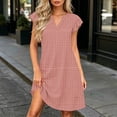 thumbnail image 1 of Aimik Womens V Neck Ruffle Sleeve Shift Dress Loose Fit Flowy Mini Casual Dresses with Pockets for Summer Beach Travel, 1 of 6