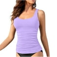 thumbnail image 1 of Aimik Summer Women's Round Neck Sleeveless Solid Color Vest Pleated Swimsuit Top (Padded and Wireless), 1 of 3