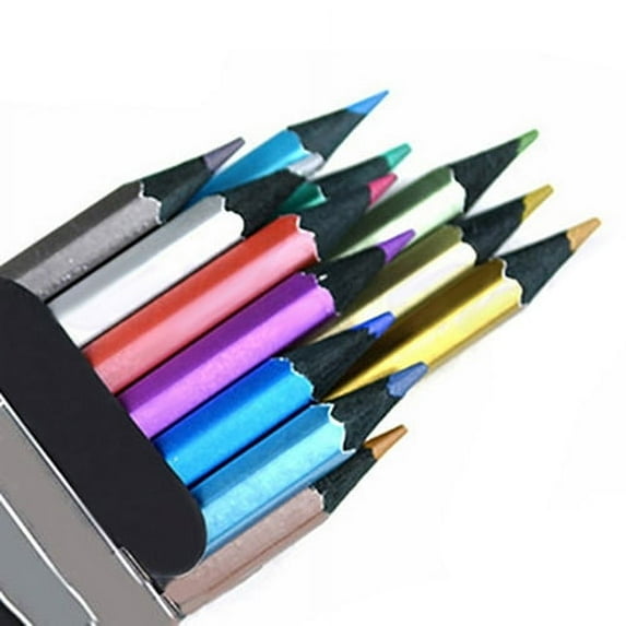 Aimiya 12x Metallic Non-Toxic Colored Drawing Pencils 12 Color Drawing Sketching Pencil