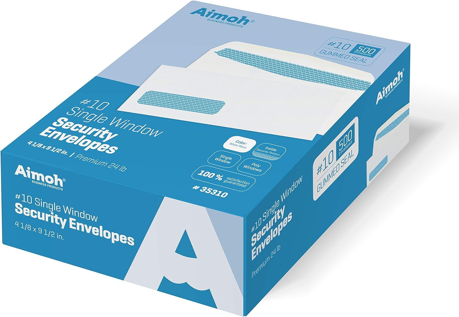 Pen+Gear 10 Privacy Tinted Gummed Envelopes, White, Count per Pack 40